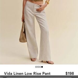 Reformation Vida Linen Low Rise Pant Natural - Size 8